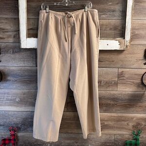 Styleworks Ladies 100% Cotton Drawstring Pants Size 12 Tan